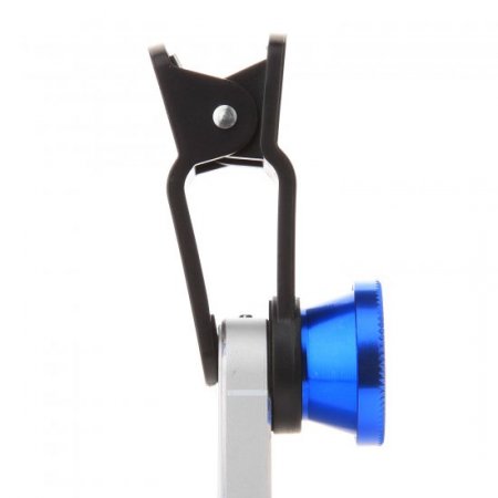 OD-009 4 in 1 Universal 180 Clip Smartphone Fish Eye Camera Lens Blue
