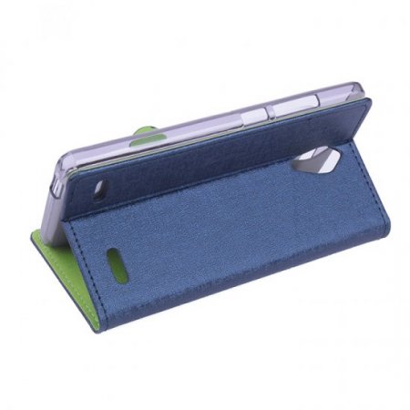 Leather Flip Cover Case Stand ZTE V5 MAX Smartphone Blue