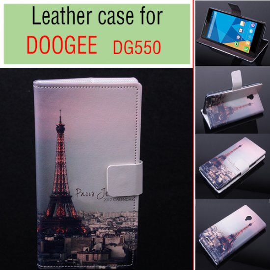 Fashion Painting Tower Flip Cover Stand Case For Doogee DG550 Smartphone