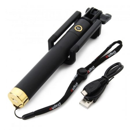 Dispho Original Bluetooth Selfie Stick Integrated Foldable Smart Shooting Aid Gold