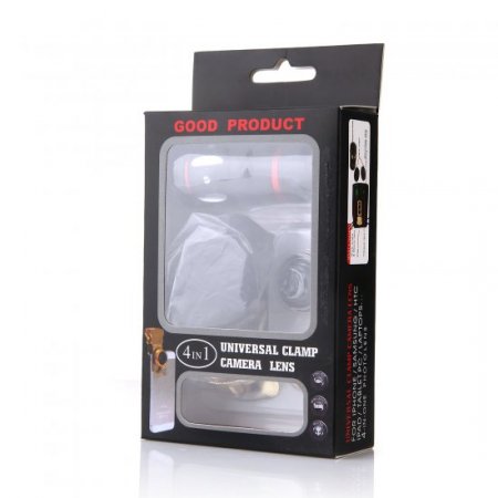 Universal 4in1 10X Telephoto lens + Wide angle Lens + Micro Lens + Fisheye Lens Black