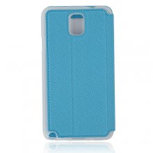 Premium Transparent Window Flip Cover Leather Case for SAM Note 3/N9000 Blue