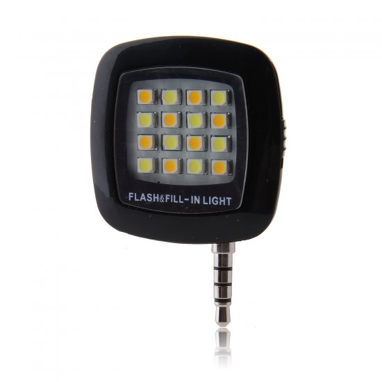 Mini Flash Lamp Portable Lighting Equipment with 3.5mm Audio Plug Black