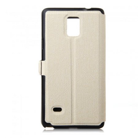 Fashion Leather View Flip Case Cover for Samsung Galaxy Note4 Smartphone Beige
