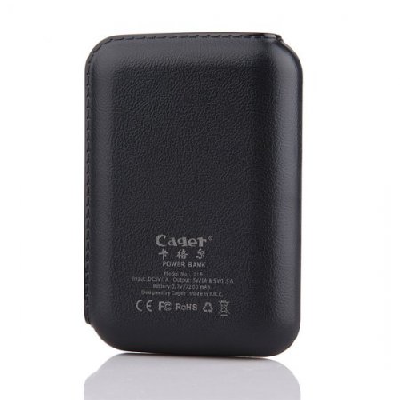 Cager B15 7200mAh Dual USB Power Bank for iPhone iPad Smartphone Black