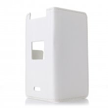 Fashion Leather Flip Case Cover for iNew V8 Smartphone White