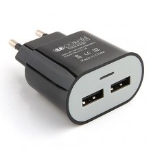 2-in-1 EU Plug European Standard Travel Charger Car Charge iPad iPhone Smartphone -Black