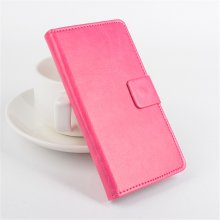 Leather Flip Cover Case Protective Case Stand for DOOGEE Y100 Pro Smartphone Rose