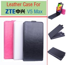 Leather Flip Cover Case Stand ZTE V5 MAX Smartphone Black