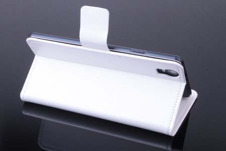 Leather Flip Cover Case Stand for Elephone G7 Smartphone White