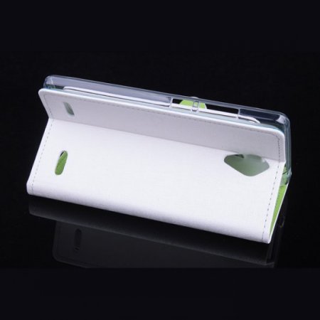 Leather Flip Cover Case Stand ZTE V5 MAX Smartphone White