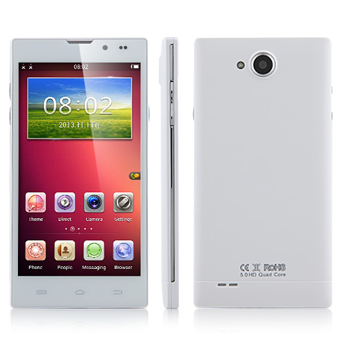 HD5000 Smartphone MTK6582 Quad Core Android 4.2 5.0 Inch 1GB 8GB - White