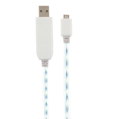 PowerChic White Micro USB Charge & Sync Cable with Blue Visible EL for MP3 MP4 Mobile Phones