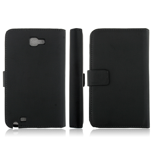 5.3 Inch Protective Leather Stand Case for Samsung Galaxy Note I9220 Smart Phone- Black