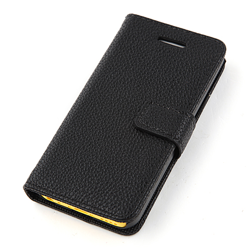 Magnetic Closure Protective Flip Cover Stand Litchi Stripe Leather Case for iPhone5c
