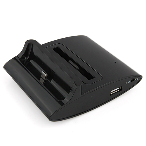 3 in 1 Battery Charger + OTG + Micro USB Charging Dock Base for Samsung i9300 Black Color