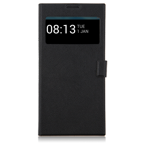 Protective Case S-View Flip Cover for iNew V3 & V3 Plus Smartphone- Black