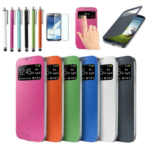 New Flip PU Leather Case Cover Smart Wake View For SAMSUNG GALAXY S4 S IV i9500