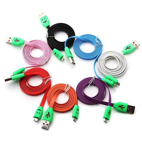 1m Luminous Smiling Face Data Charging Cable for Samsung Mobile Phone Color Random