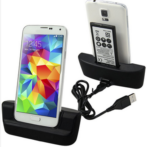 2-In-1 Dock Station Charger For Samsung Galaxy S5 i9600 G900 Smartphone Black