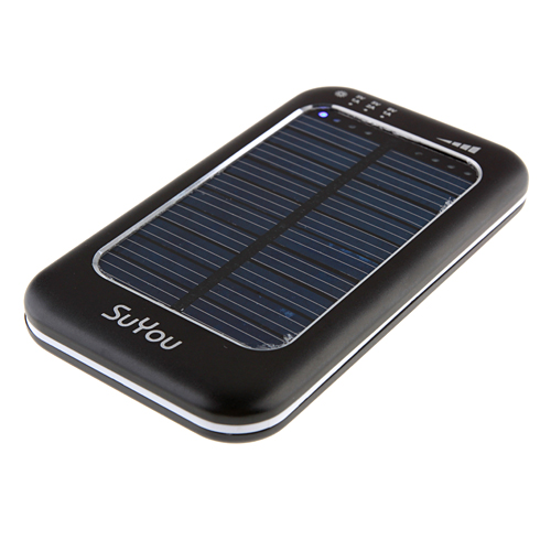 3500mAh Solar Charger Power Bank with 6 Connectors for iPhone Smart Phone- Black