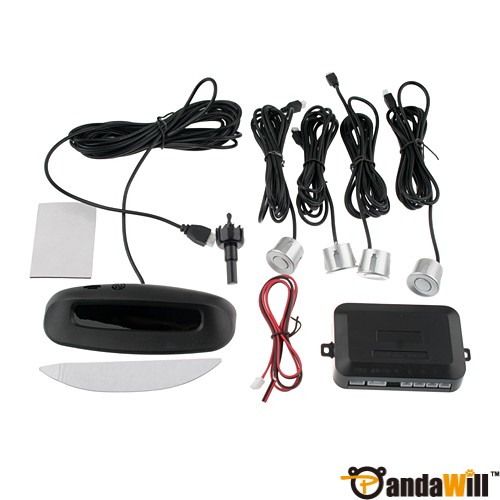 3 Color LED Display Car Parking Reverse Backup Radar 4 Sensor System Silver discount
